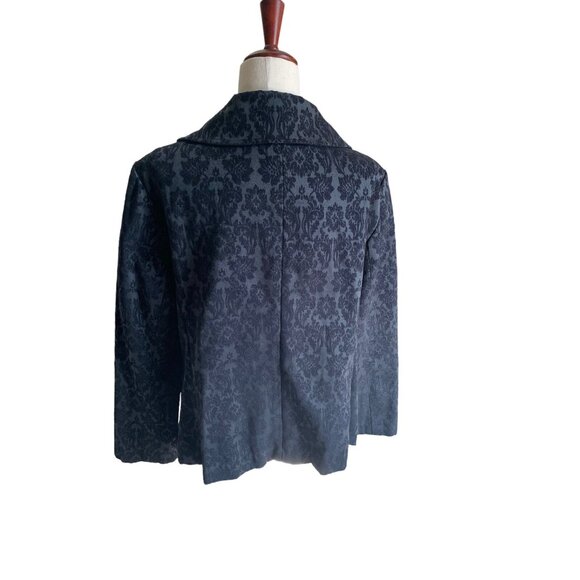 J Jill Floral Velvet Embossed Jacquard Button Up Blazer Black Size 20 - Picture 2 of 11